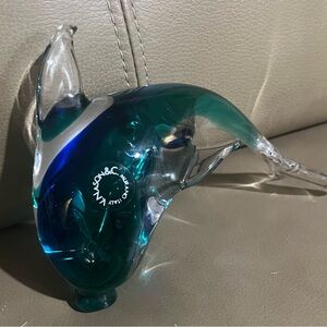 Murano Blue Glass Dolphin Figurine